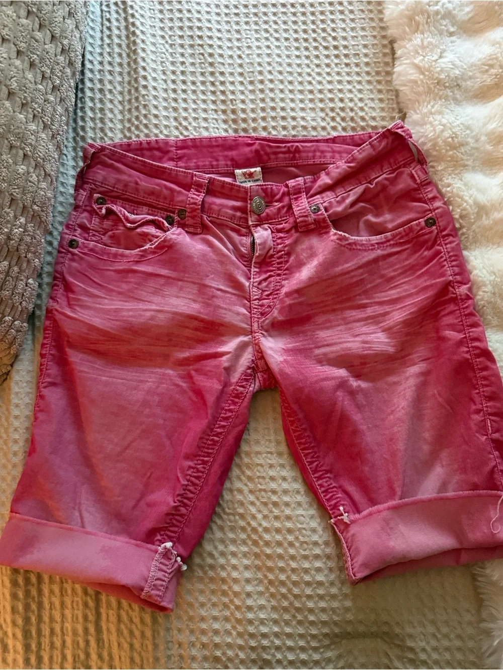 True Religion Women’s Pink/red Denim Jean shorts